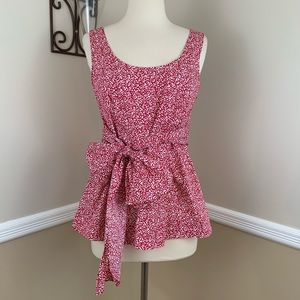 Ann Taylor Bow Tie Front Sleeveless Cotton Top